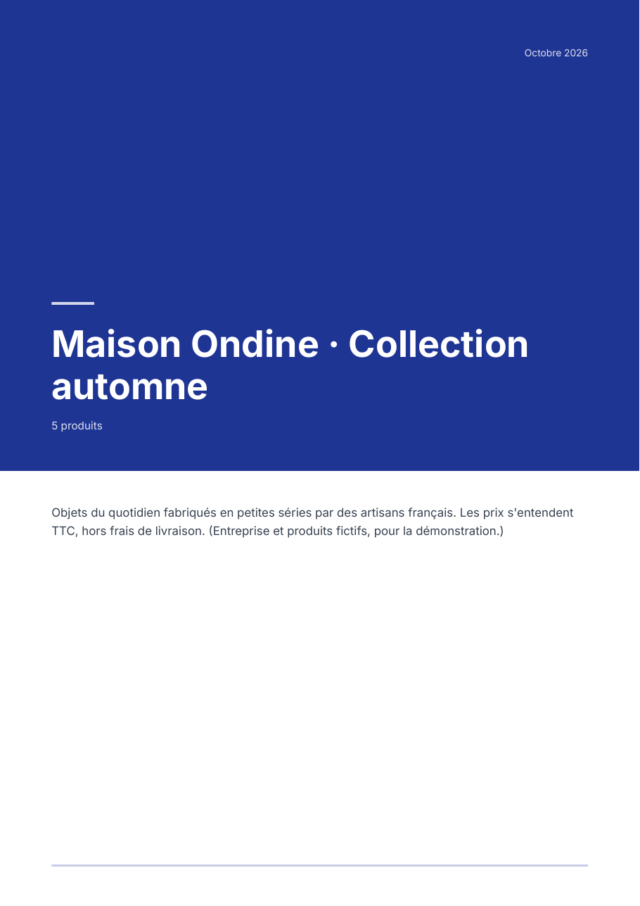 Exemple de page du modèle Catalogue Premium